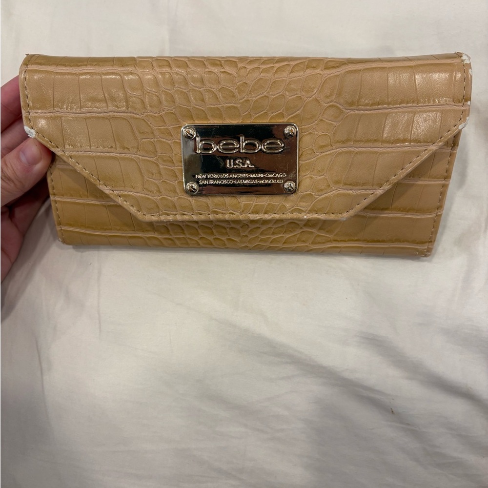 Bebe Beige Crocodile Embossed Wallet